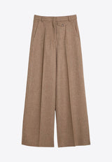 Udente Wool Tweed Wide-Leg Pants