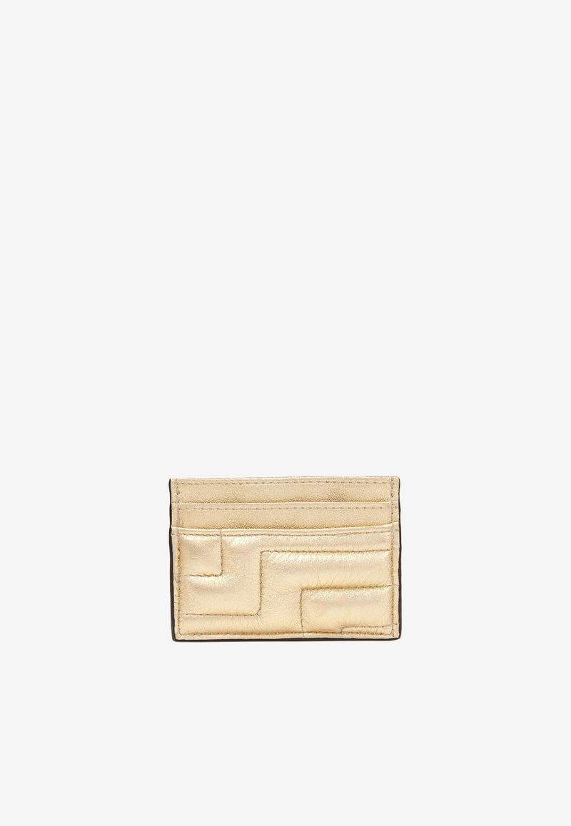 Umika JC Logo Cardholder in Metallic Nappa Leather