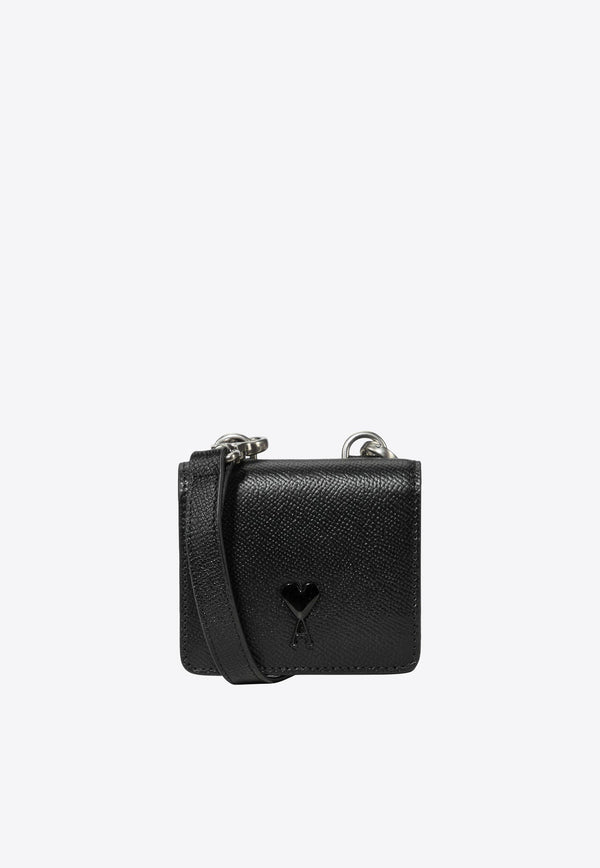 Ami De Coeur Grained Leather Cardholder with Strap