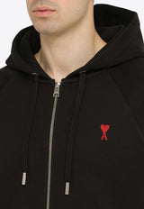 Logo Embroidered Zip-Up Hooded Sweatshirt