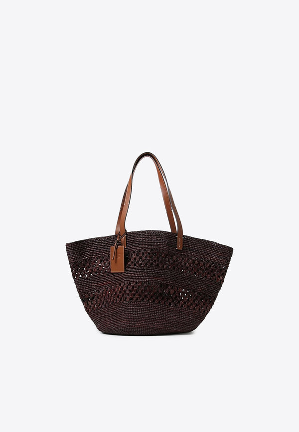 Raffia and Leather Tote Bag