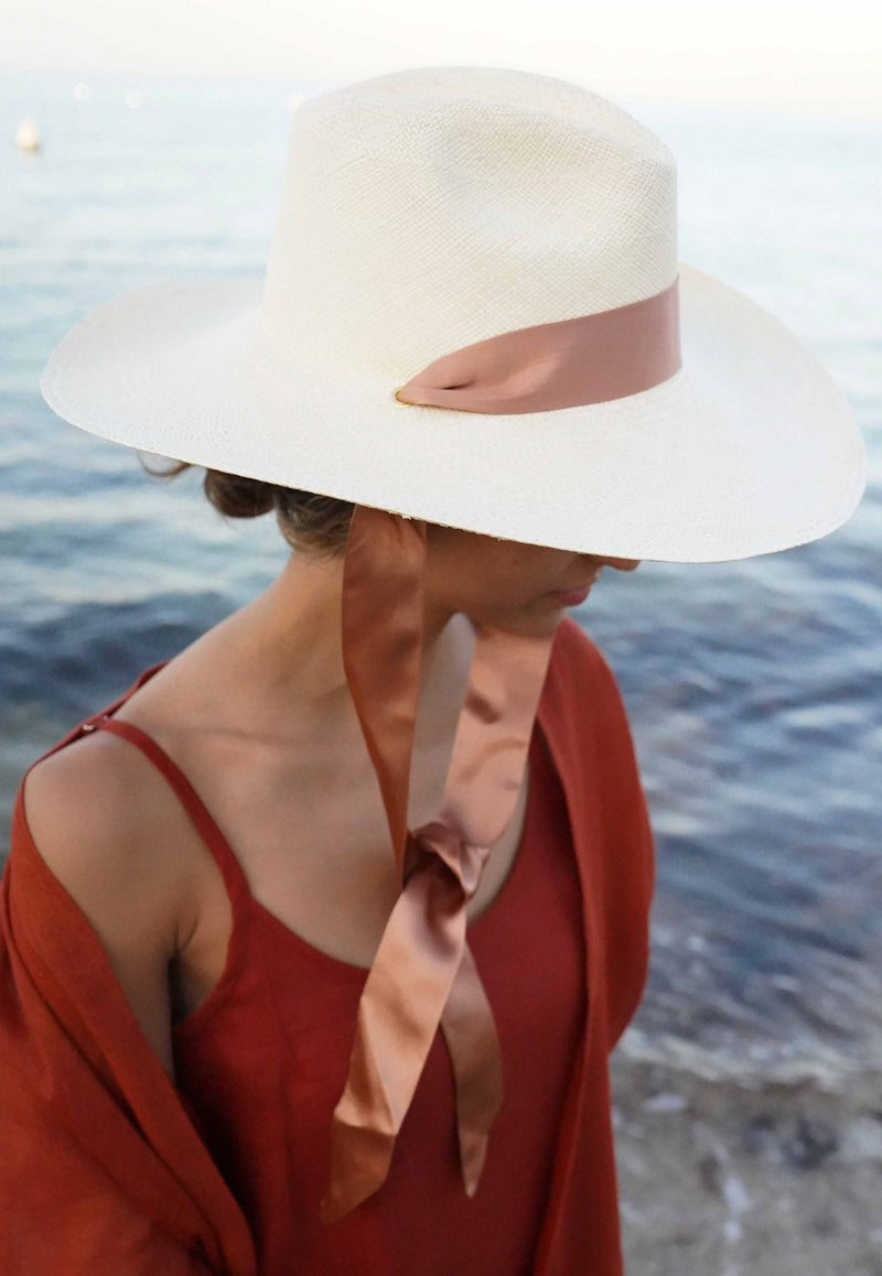 Helios Hat in Toquilla Straw with Satin Ribbon