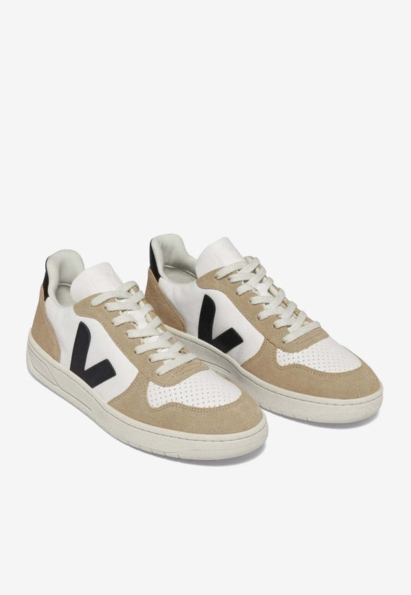 V-10 Leather and Suede Low-Top Sneakers