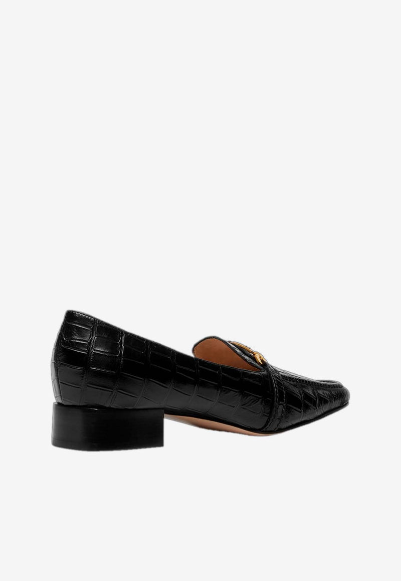 Whitney Croc-Embossed Leather Loafers