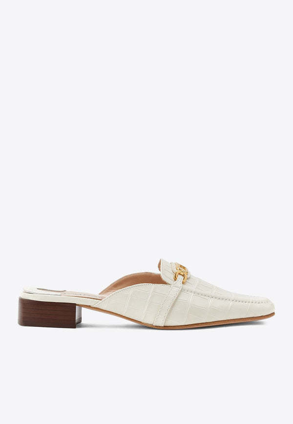 Whitney Croc-Embossed Leather Slippers