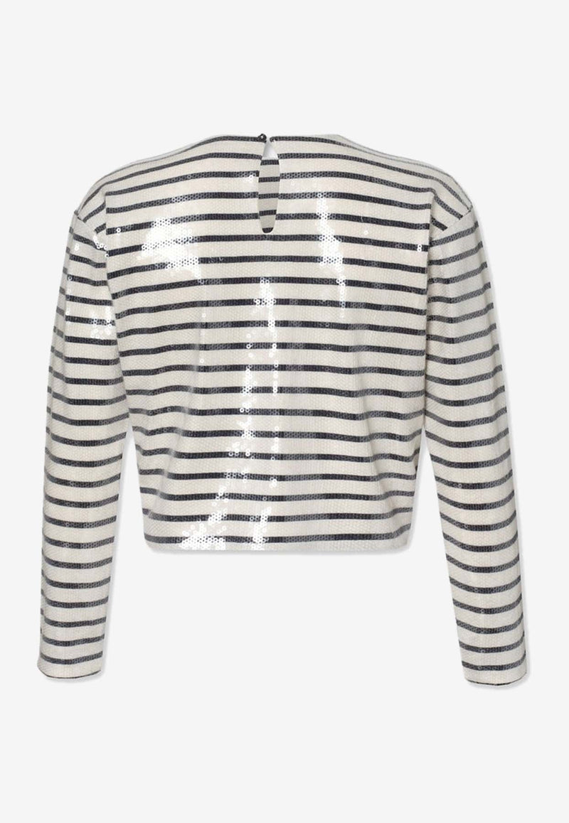 Striped Sequin Crewneck Top