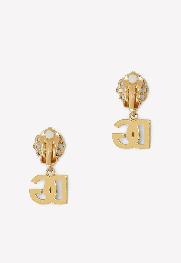 DG Logo and Pearl Clip-On Earrings