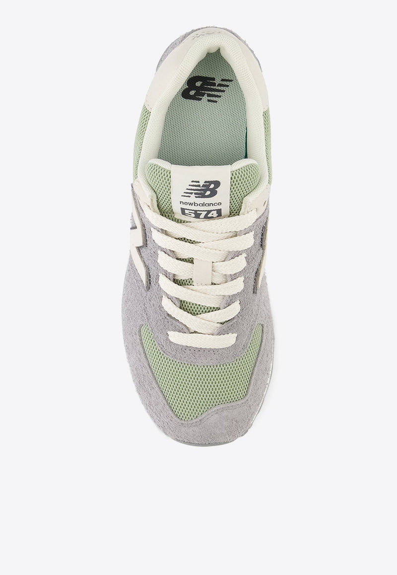 574 Low-Top Sneakers in Slate Gray with Olivine and Linen