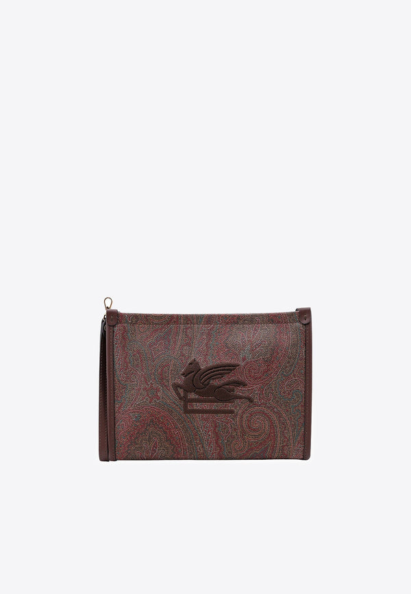 Small Paisley Embroidered Logo Pouch