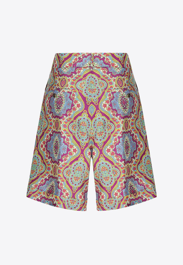 Paisley Print Silk Shorts