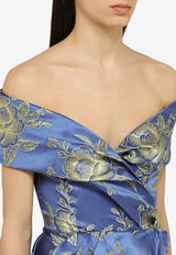 Off-Shoulder Floral Jacquard Maxi Dress
