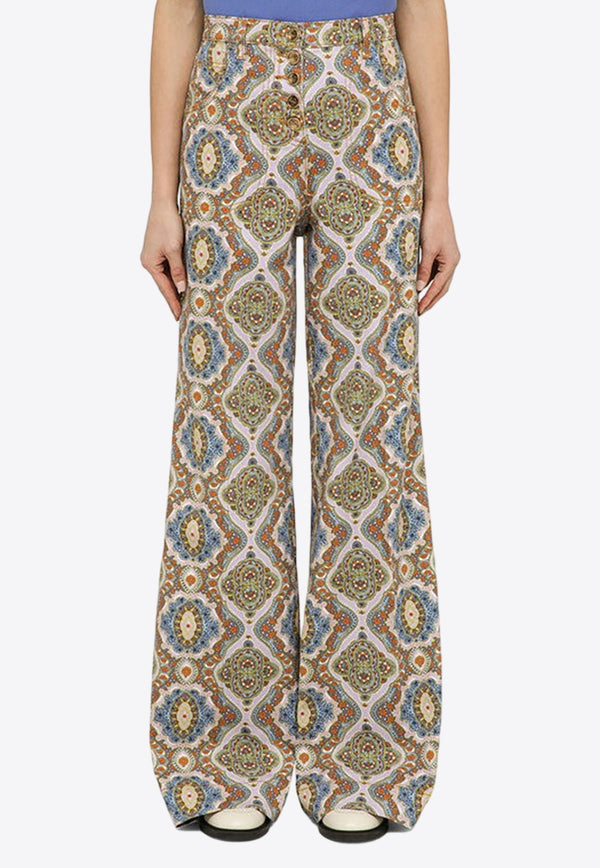 All-Over Print Wide-Leg Pants