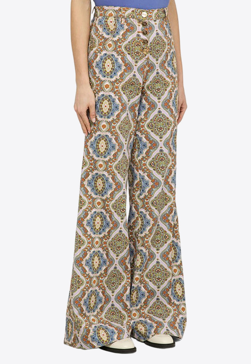 All-Over Print Wide-Leg Pants