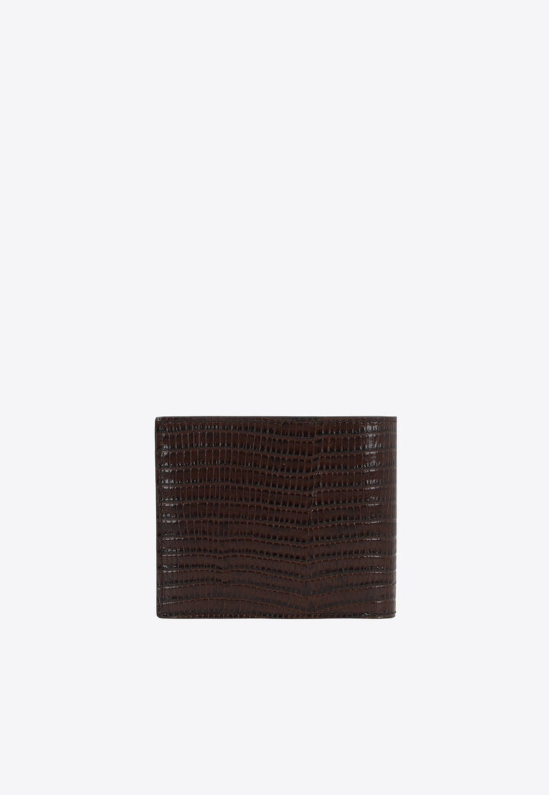 Logo Croc-Embossed Leather Wallet