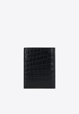 Croc-Embossed Leather Bi-Fold Cardholder