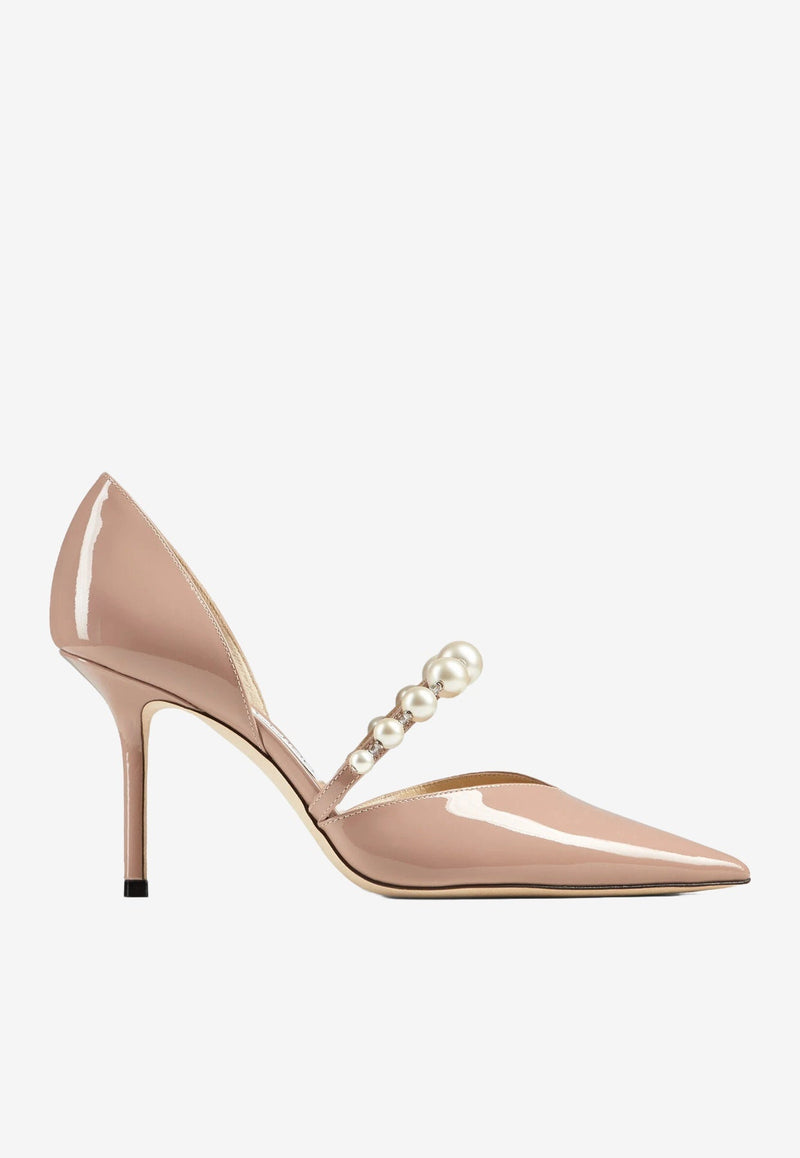 Aurelie 85 Pearl Embellished Pumps in Patent Leather