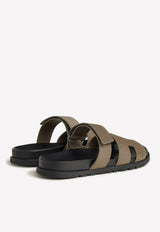 Chypre Sandals in Etoupe Suede Calfskin