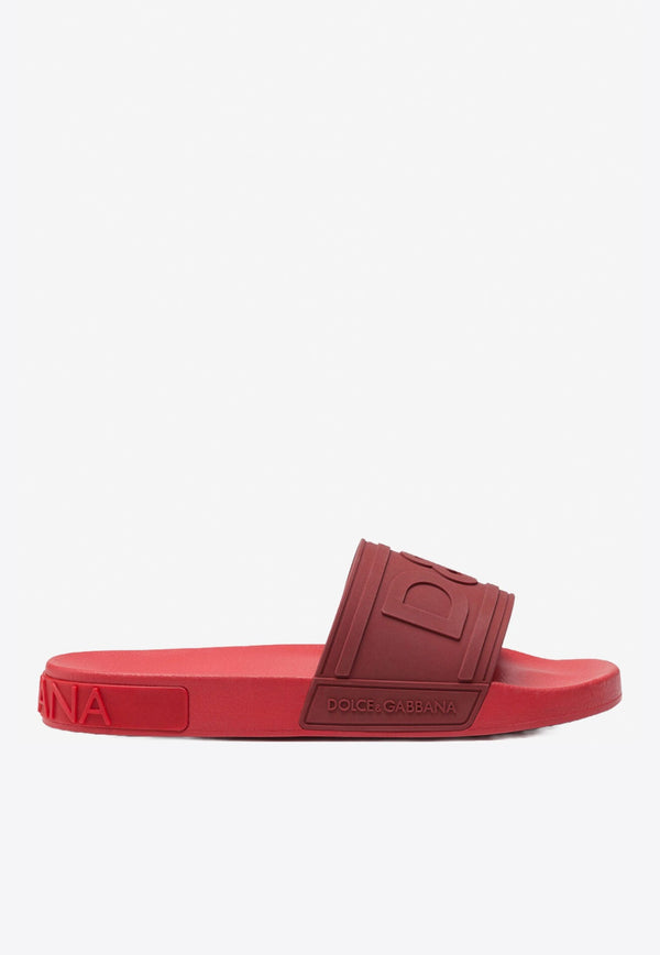 Beachwear Sliders with Embossed Logo Strap