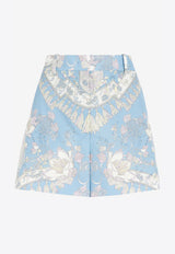 High-Waist Rugiada Print Cotton Shorts