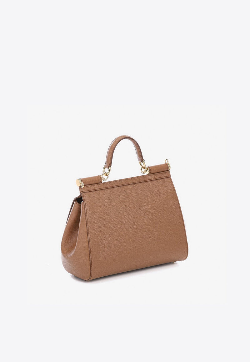 Large Sicily Top Handle Bag in Dauphine Leather