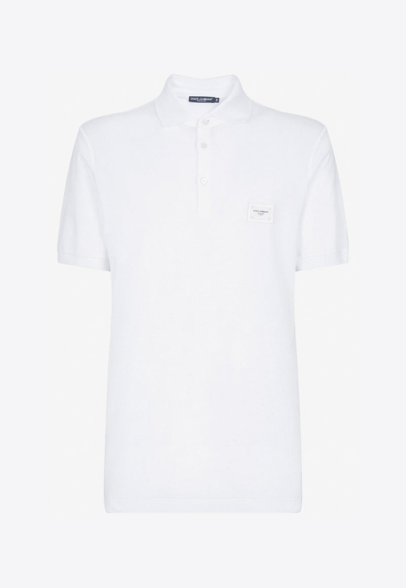 Logo Plate Polo T-shirt in Cotton Piqué