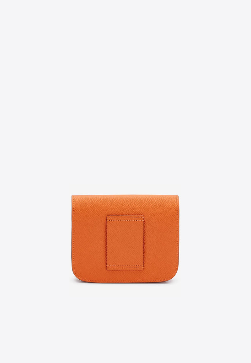 Constance Slim Wallet in Orange H Epsom with Gold Hardware