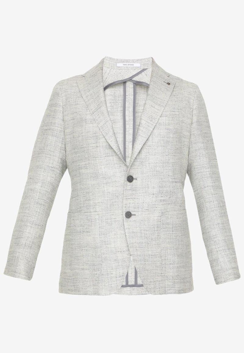 Single-Breasted Blazer in Silk and Linen Blend