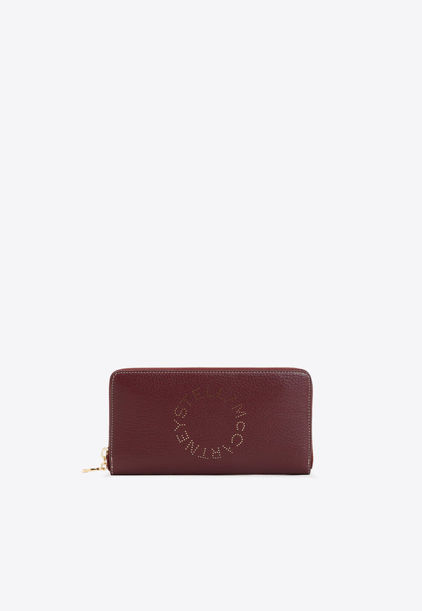 Perforated Logo Zip-Around Wallet in Faux Leather