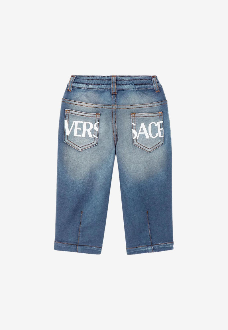 Versace Kids Baby Boys Faded Logo Jeans Blue 1002800 1A04725 2U170