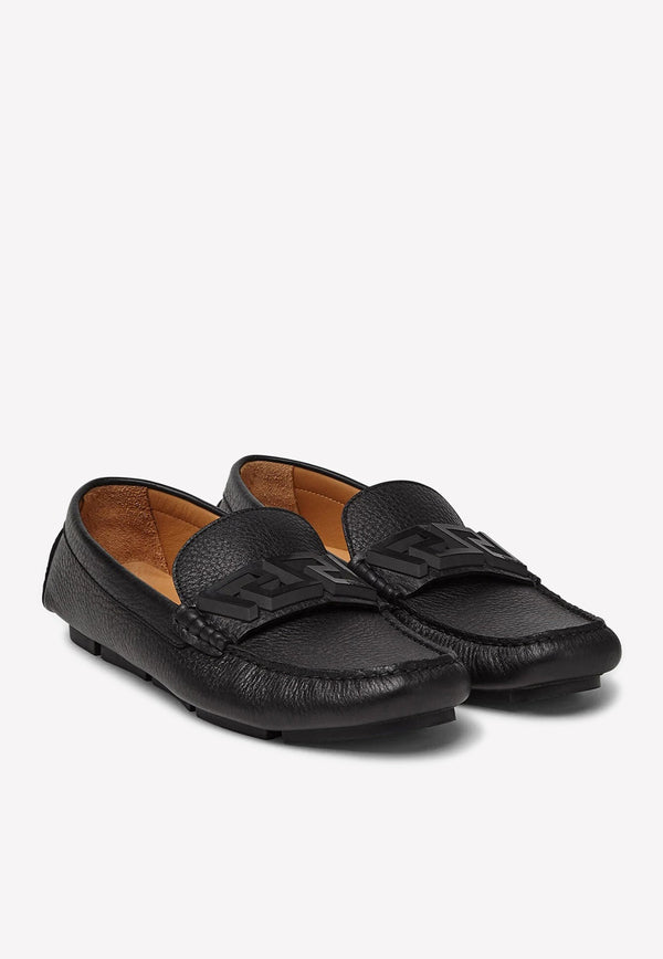 Greca Print Slip-on Leather Loafers