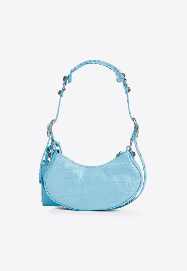 XS Le Cagole Shoulder Bag in Croc-Embossed Leather