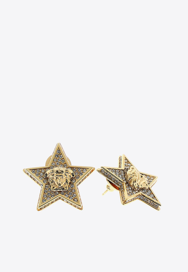 Medusa Star Earrings with Crystal Embellishments Versace Gold 1009864-1A00621-4J090
