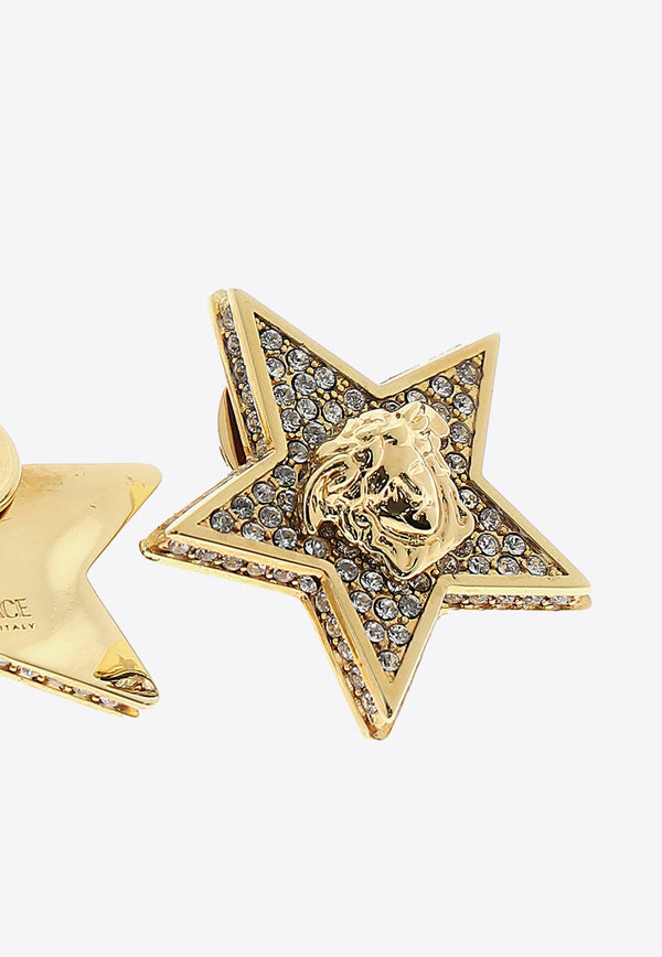 Medusa Star Earrings with Crystal Embellishments Versace Gold 1009864-1A00621-4J090
