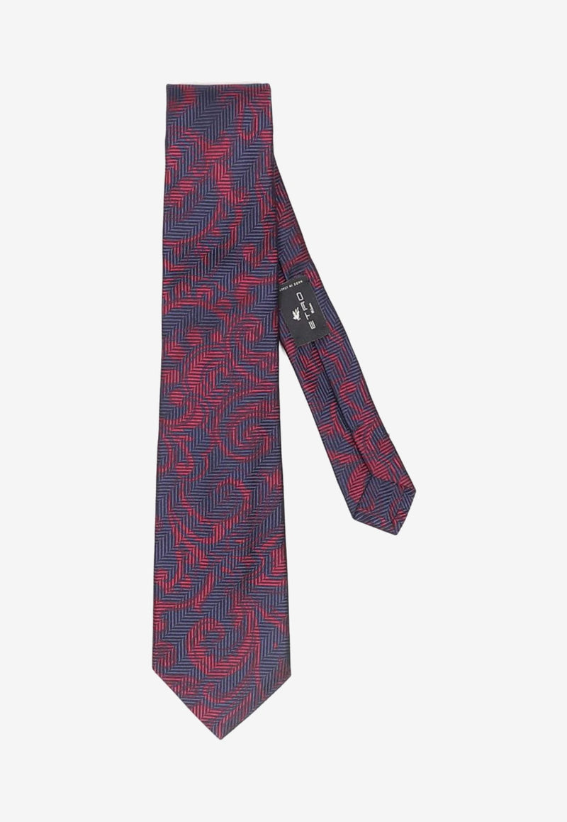 Pattern Print Silk Tie