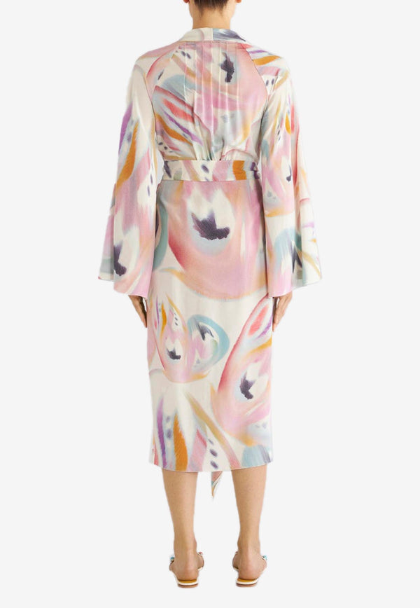 Butterfly-Print Silk Dress