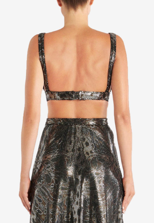 Sequined Sleeveless Cropped Top