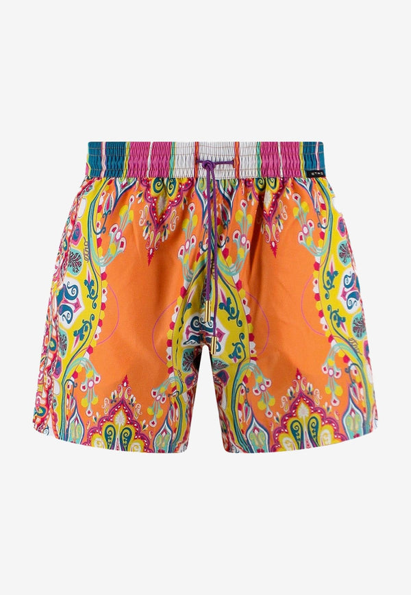 Paisley-Print Swim Shorts