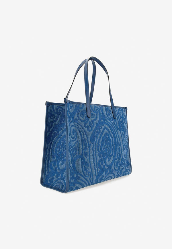 Paisley-Embroidered Tote Bag
