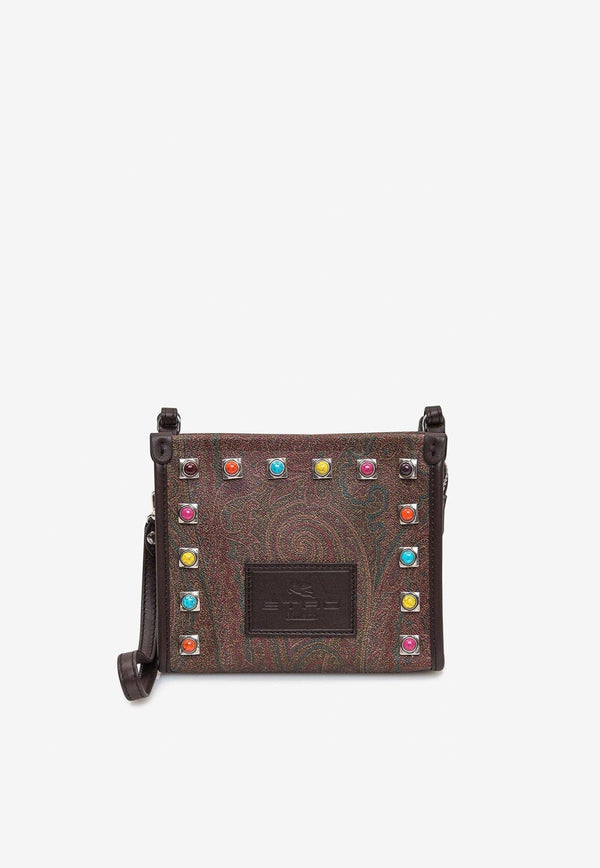 Stud-Embellished Paisley Crossbody Bag