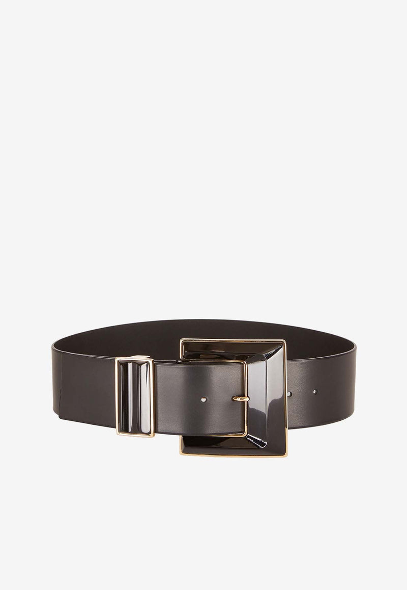 Maxi Geometric Buckle Leather Belt