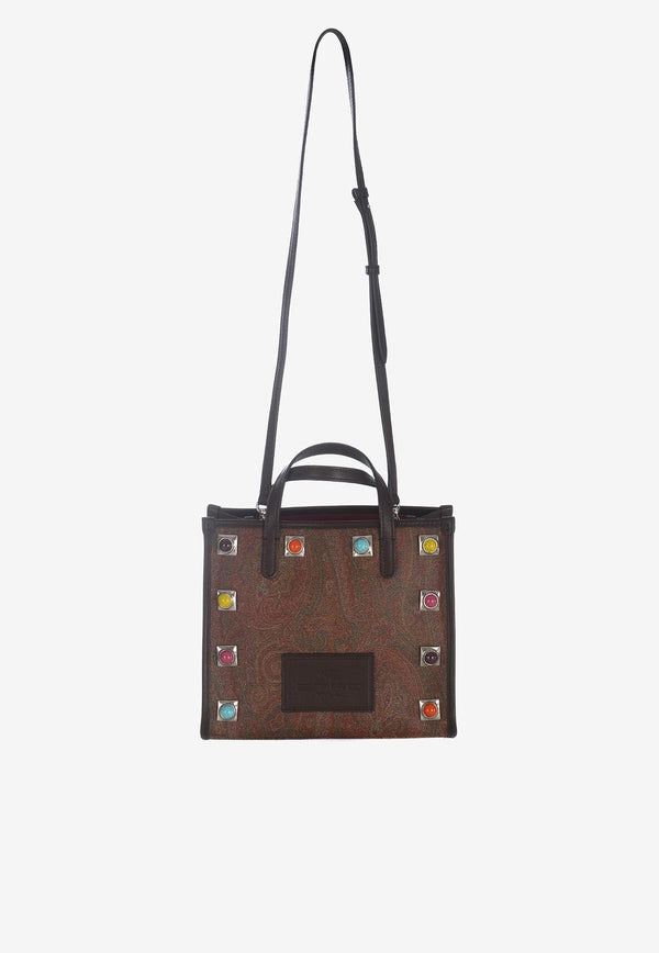 Stud-Embellished Paisley Tote Bag