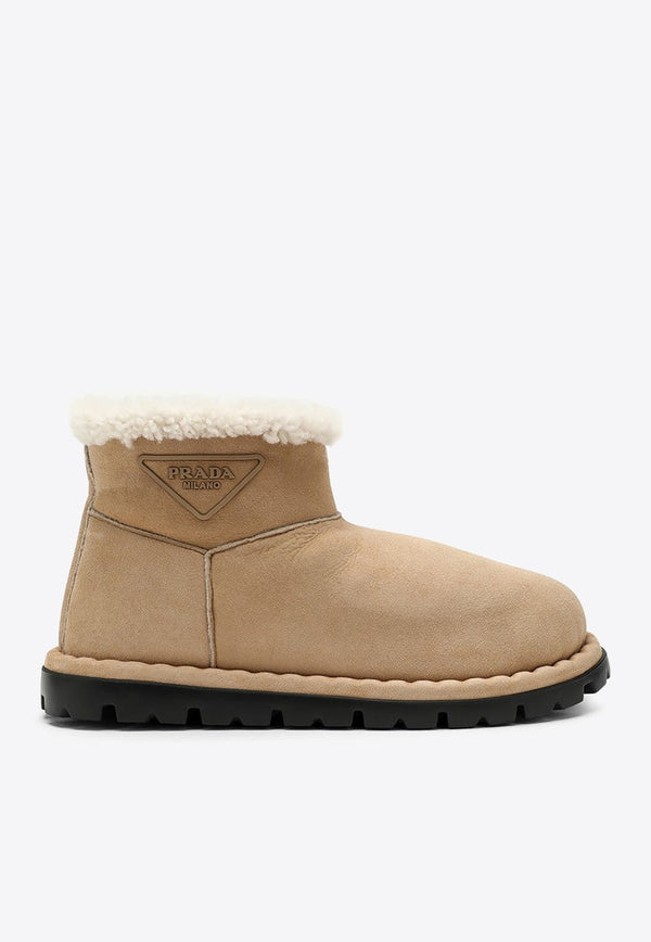 Suede and Shearling Ankle Boots