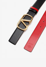 Reversible VLogo Buckle Belt in Calf Leather