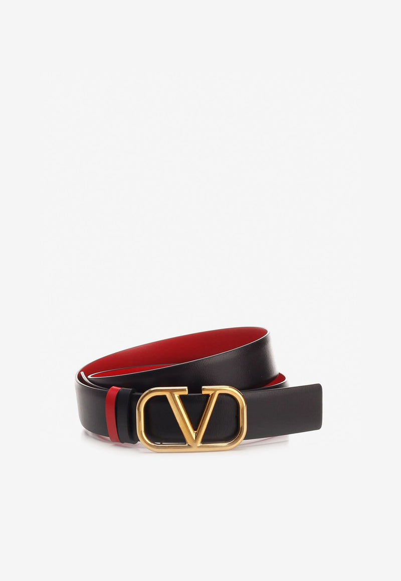 Reversible VLogo Buckle Belt in Calf Leather