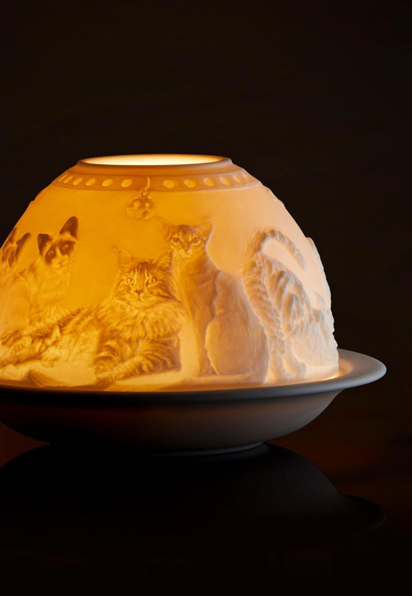 Cats Votivelight in Bisque Porcelain