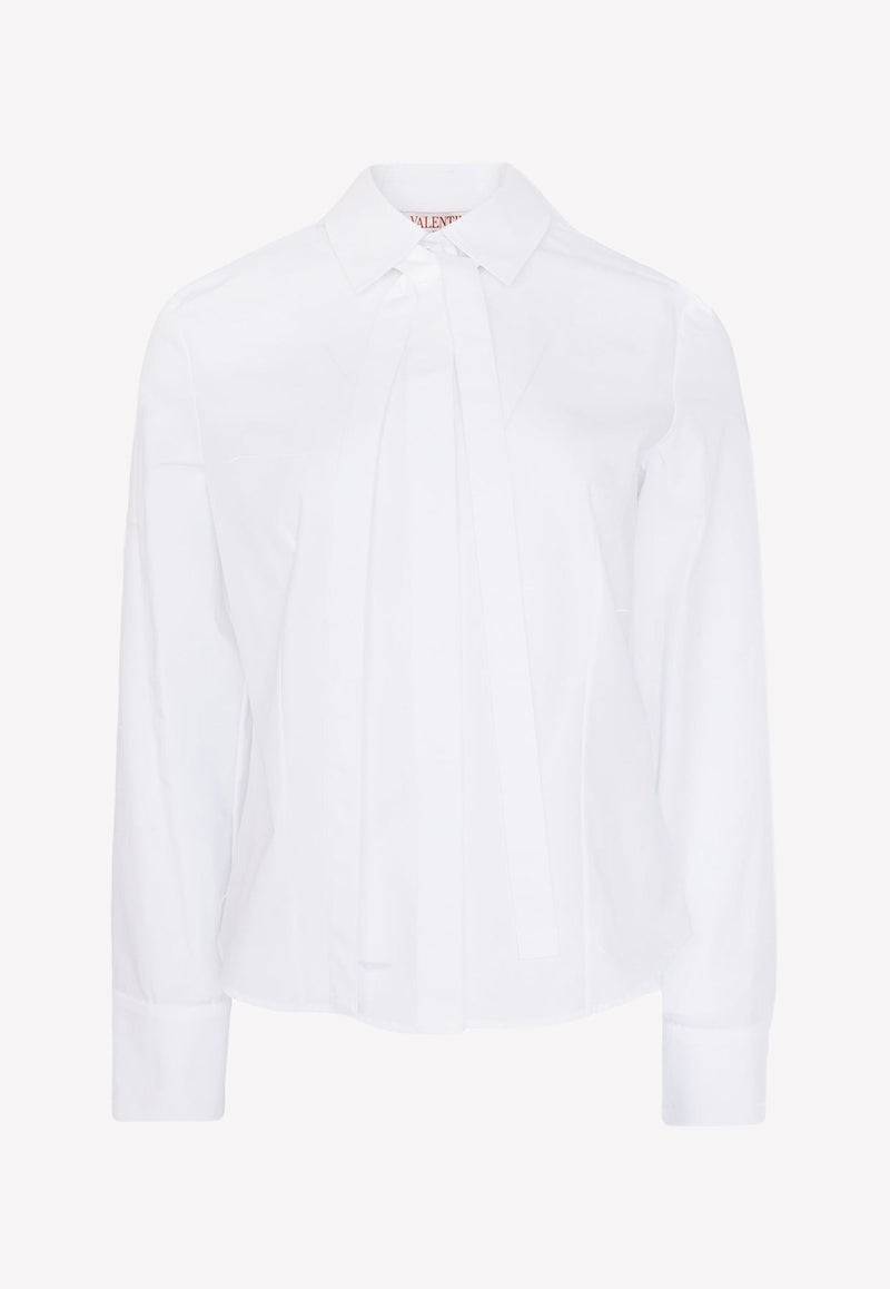 Scarf Detail Cotton Shirt