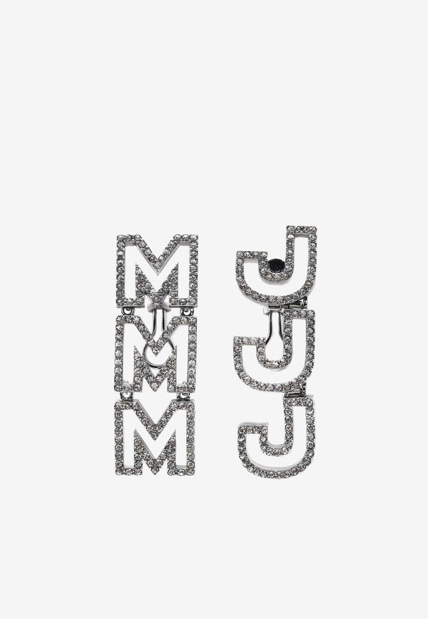 MJ Logo Crystal Drop Earrings