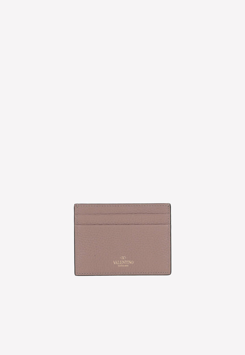 Rockstud Cardholder in Grained Leather