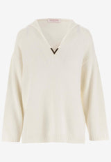 VGold Knitted Cashmere Sweater with Hood