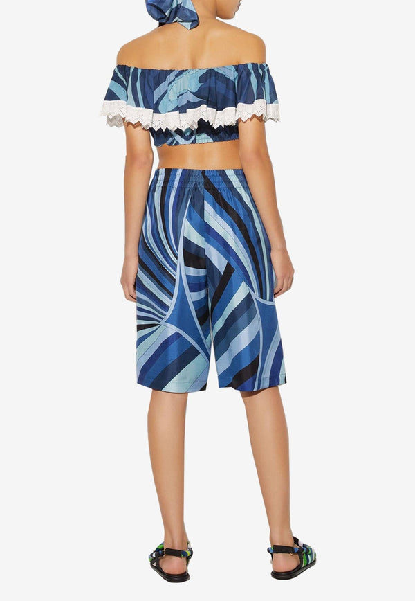 Pucci Iride-Print Silk Twill Shorts Blue 3RRU02 3R751 015